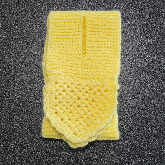 Neck Warmer Scarf Knitted Crochet Loop Yellow Hand Made - Picture 4 of 5